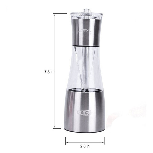 2 σε 1 Μύλος για το χέρι για λείανση δύο μπαχαρικών ταυτόχρονα σε ανοξείδωτο χάλυβα