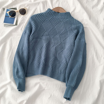 Γυναικέιο πουλόβερ σε πέντε χρώματα με οβάλ ντεκολτέ και μακριά μανίκι