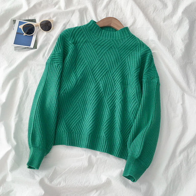 Γυναικέιο πουλόβερ σε πέντε χρώματα με οβάλ ντεκολτέ και μακριά μανίκι