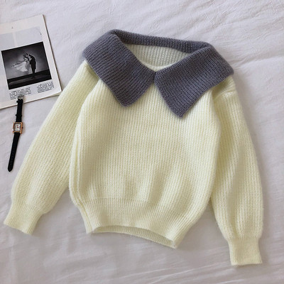 Casual Γυναικείο πουλόβερ με ωοειδή λαιμόκοψη και μακρύ μανίκι σε τρία χρώματα