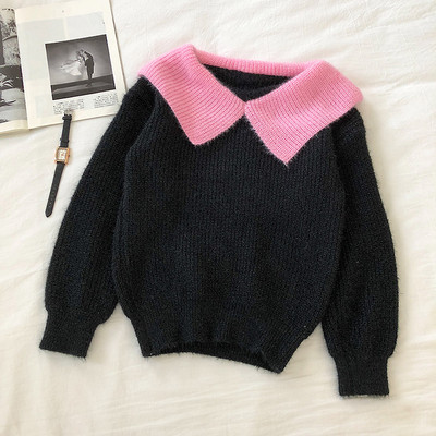 Casual Γυναικείο πουλόβερ με ωοειδή λαιμόκοψη και μακρύ μανίκι σε τρία χρώματα