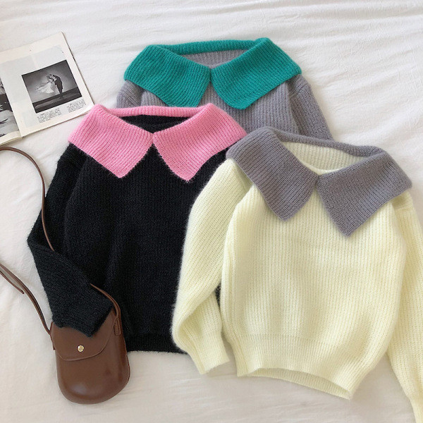 Casual Γυναικείο πουλόβερ με ωοειδή λαιμόκοψη και μακρύ μανίκι σε τρία χρώματα