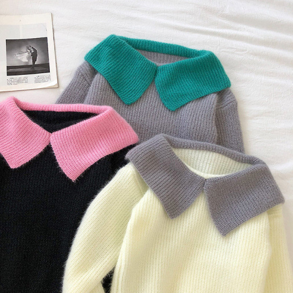 Casual Γυναικείο πουλόβερ με ωοειδή λαιμόκοψη και μακρύ μανίκι σε τρία χρώματα