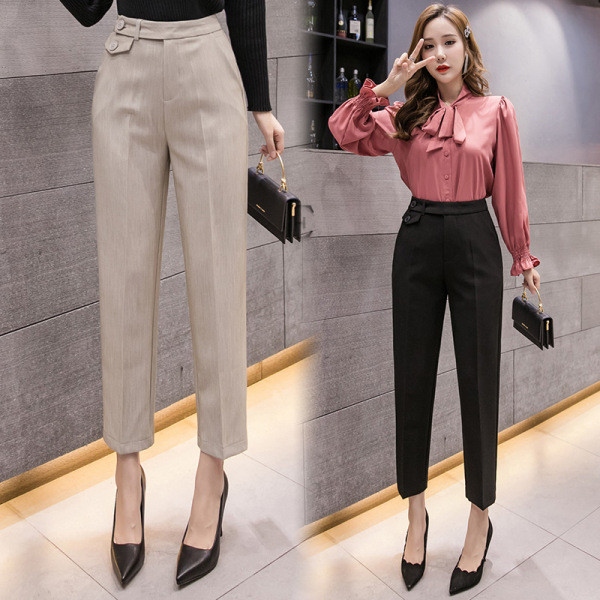 Divatos női nadrág két színben, magas derékkal és zsebekkel