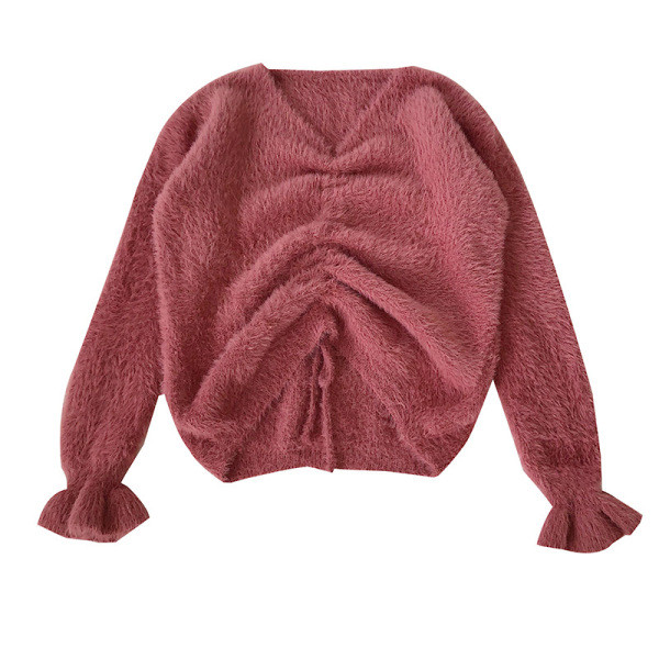 Casual γυναικείο πουλόβερ με λαιμόκοψη και δεσμούς σε διάφορα χρώματα