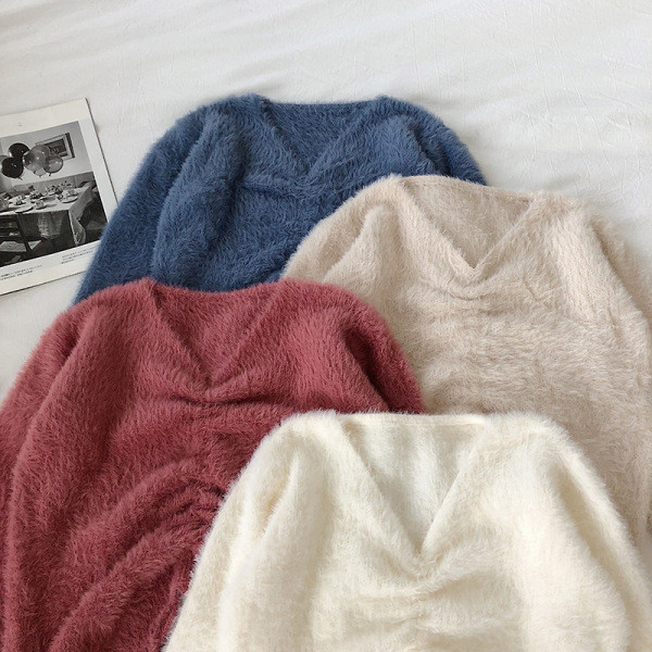 Casual γυναικείο πουλόβερ με λαιμόκοψη και δεσμούς σε διάφορα χρώματα