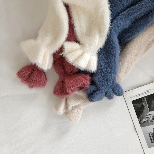 Casual γυναικείο πουλόβερ με λαιμόκοψη και δεσμούς σε διάφορα χρώματα