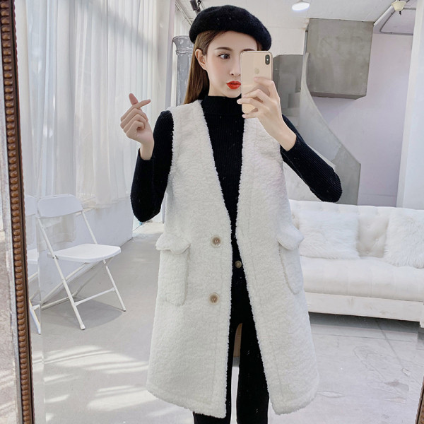 Női hosszú mellény három színben V-nyakkal és gombokkal