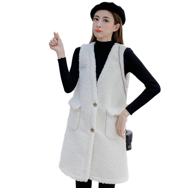 Női hosszú mellény három színben V-nyakkal és gombokkal