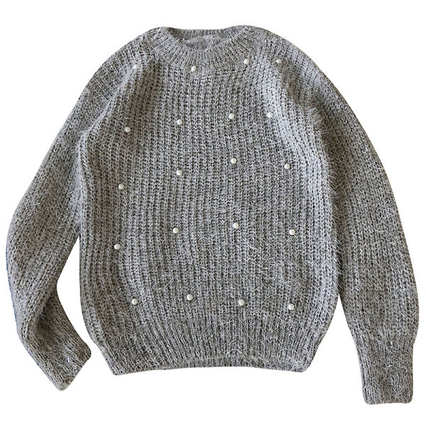 Alkalmi női pulóver ovális nyakkivágással és gyöngyökkel több színben