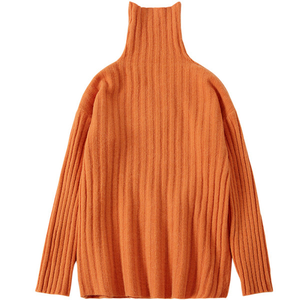 Γυναικείο κομψό πουλόβερ  με υψηλό κολάρο σε τέσσερα χρώματα και ένα μακρύ μανίκι