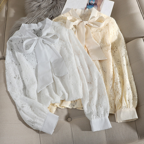 Női csipke ing gallérján szalaggal, három színben