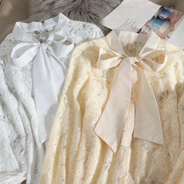 Női csipke ing gallérján szalaggal, három színben