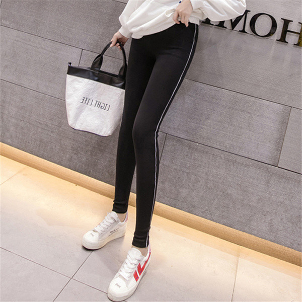 Női alkalmi leggings fekete és szürke szegéllyel