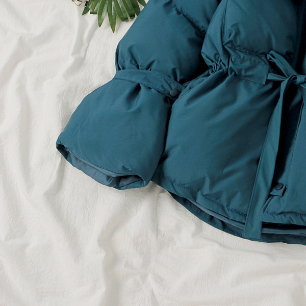 Κομψό γυναικείο ασύμμετρο κοωτό μπουφάν με κορδόνια και ψηλό γιακά σε διάφορα χρώματα