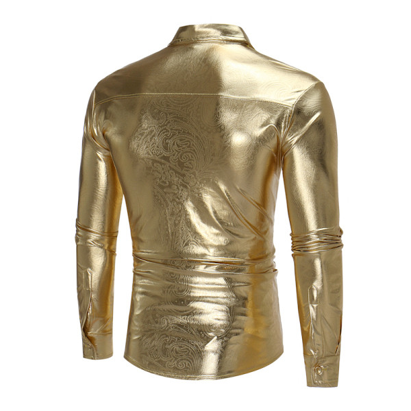 ÚJ modell férfi ing klasszikus gallérral és hosszú ujjú ezüst, arany és fekete színekben