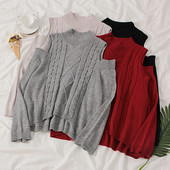 Casual Γυναικείο πουλόβερ με γυμνό ώμους και οβάλ λαιμόκοψη σε τέσσερα χρώματα