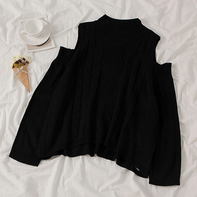 Casual Γυναικείο πουλόβερ με γυμνό ώμους και οβάλ λαιμόκοψη σε τέσσερα χρώματα