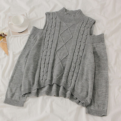 Casual Γυναικείο πουλόβερ με γυμνό ώμους και οβάλ λαιμόκοψη σε τέσσερα χρώματα