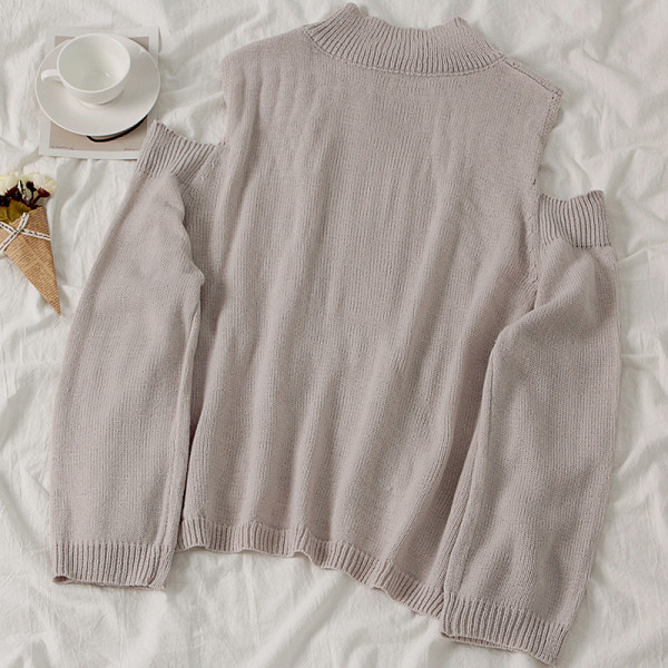 Casual Γυναικείο πουλόβερ με γυμνό ώμους και οβάλ λαιμόκοψη σε τέσσερα χρώματα