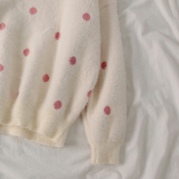 Casual γυναικείο πουλόβερ πουά με υψηλό γιακά σε διάφορα χρώματα