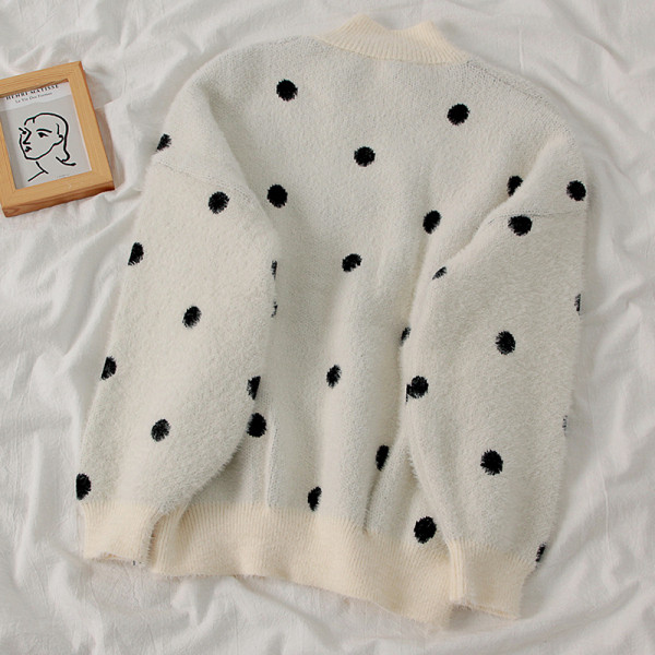 Casual γυναικείο πουλόβερ πουά με υψηλό γιακά σε διάφορα χρώματα