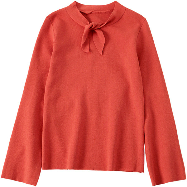 Μοντέρνο λεπτό πλεκτό γυναικείο πουλόβερ με κορδόνια σε τέσσερα χρώματα