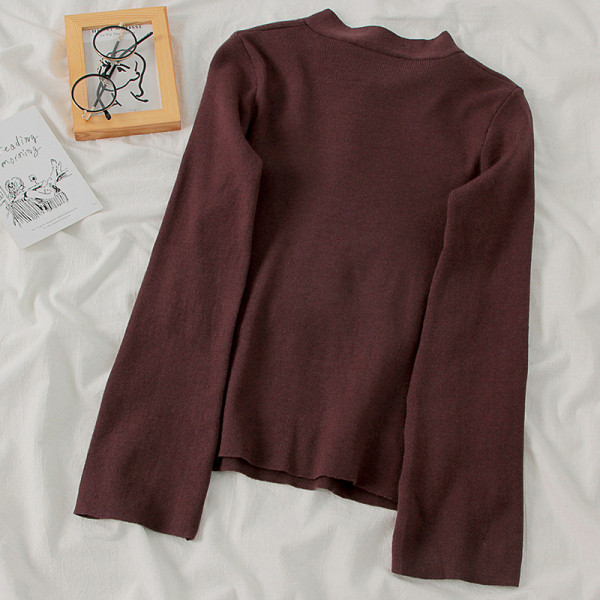 Μοντέρνο λεπτό πλεκτό γυναικείο πουλόβερ με κορδόνια σε τέσσερα χρώματα