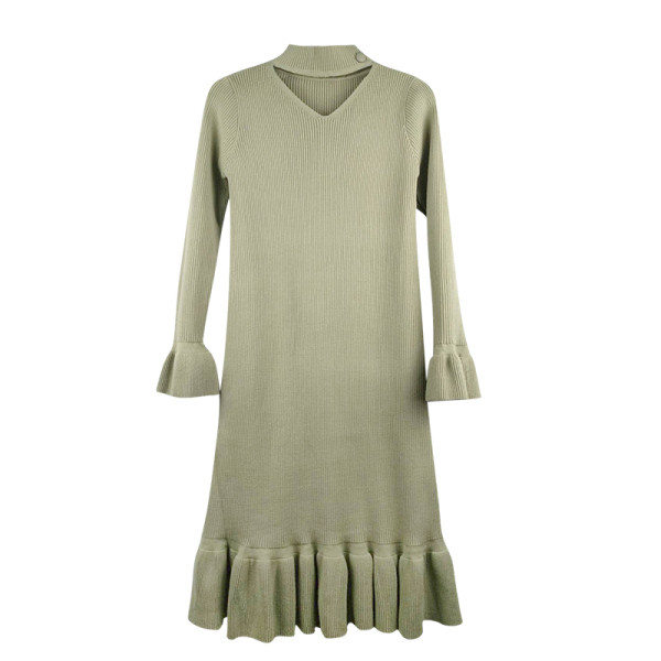 Μοντέρνα γυναικεία φούστα με κομμένα κομμάτια σε πράσινο, μαύρο και μπεζ χρώμα