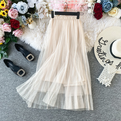 Модерна дамска пола от тюл с висока талия в различни цветове