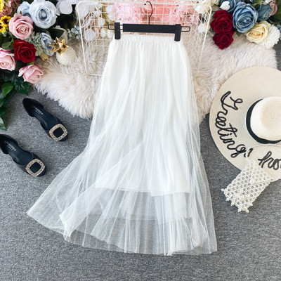 Модерна дамска пола от тюл с висока талия в различни цветове