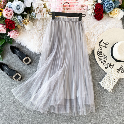 Модерна дамска пола от тюл с висока талия в различни цветове