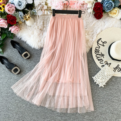 Модерна дамска пола от тюл с висока талия в различни цветове