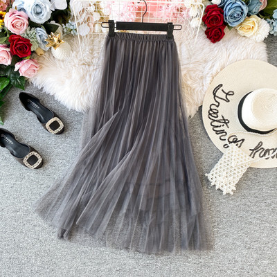 Модерна дамска пола от тюл с висока талия в различни цветове