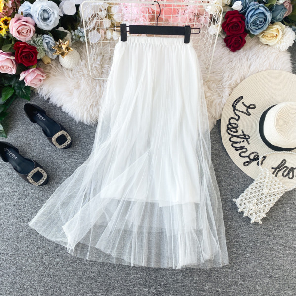 Модерна дамска пола от тюл с висока талия в различни цветове