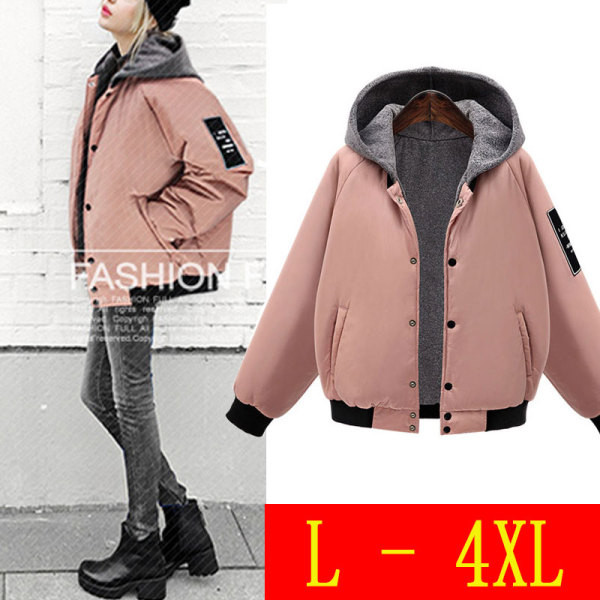 Modern női téli kabát puha béléssel, rózsaszín és zöld gombokkal