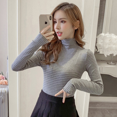 Lezser női blúz három színben, hosszú ujjal és magas gallérral