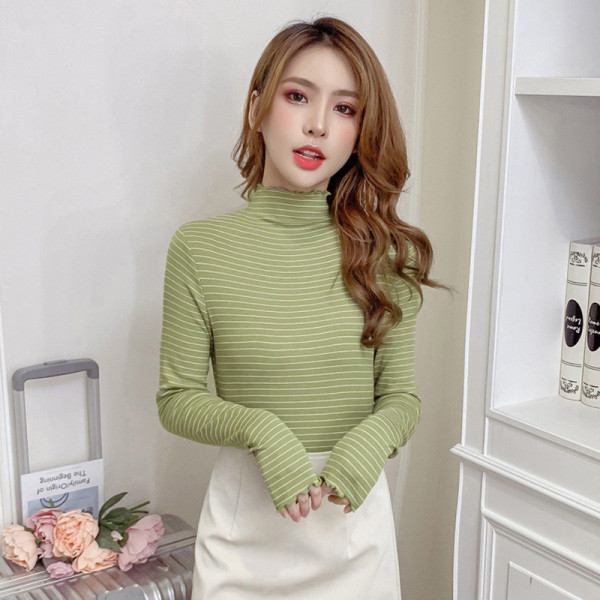 Lezser női blúz három színben, hosszú ujjal és magas gallérral