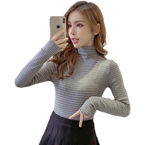 Lezser női blúz három színben, hosszú ujjal és magas gallérral