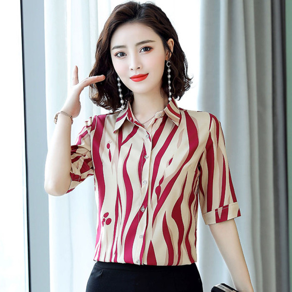 Új modell női ing klasszikus gallérral, kék és piros mintával - két modell