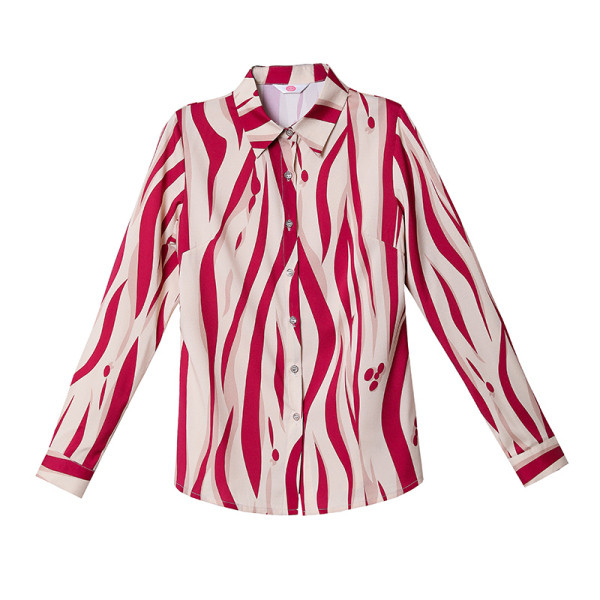 Új modell női ing klasszikus gallérral, kék és piros mintával - két modell