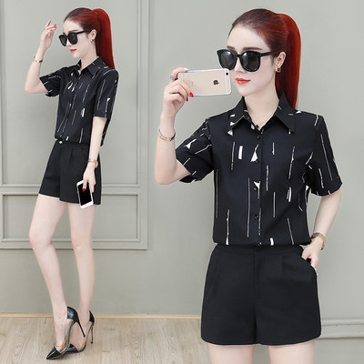 Γυναικείο πουκάμισο νέο σχέδιο με μοτίβο σε λευκό και μαύρο χρώμα - κοντό και μακρύ μανίκι