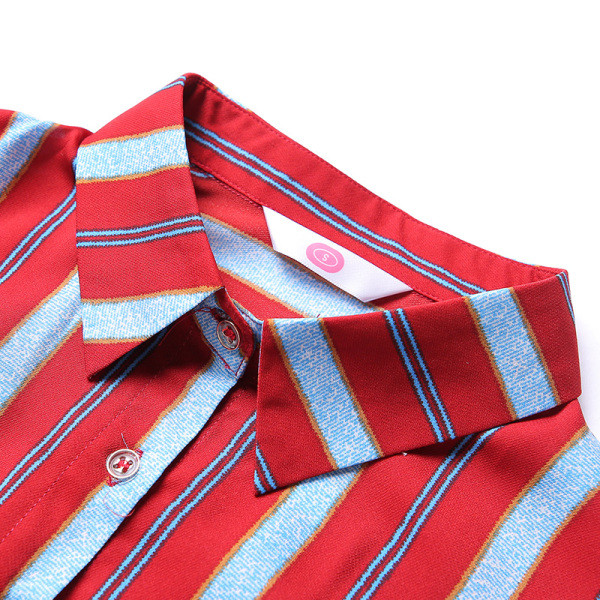 Új modell csíkos női ing gombokkal és klasszikus gallérral - két modell