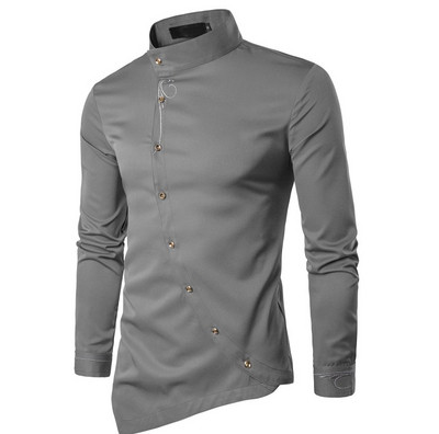 Modern férfi ing magas gallérral és gombokkal, hat színben