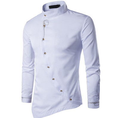 Modern férfi ing magas gallérral és gombokkal, hat színben