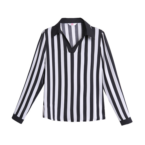 Új modell csíkos női blúz spitz nyakkivágással - két modell