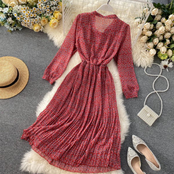 Redős női sifon ruha virágmintával