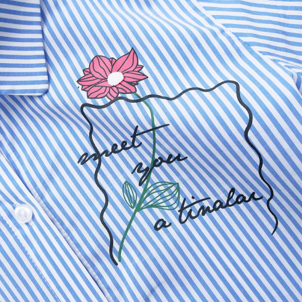 Csíkos női ing klasszikus gallérral, kék mintával