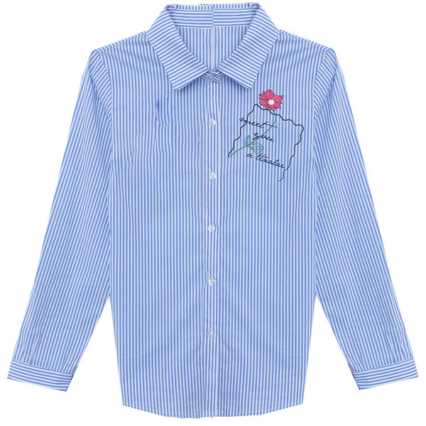 Csíkos női ing klasszikus gallérral, kék mintával