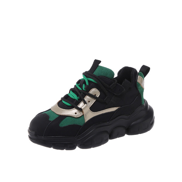 Καθημερινά γυναικεία αθλητικά παπούτσια σε πλατφόρμα σε πράσινο και μαύρο χρώμα